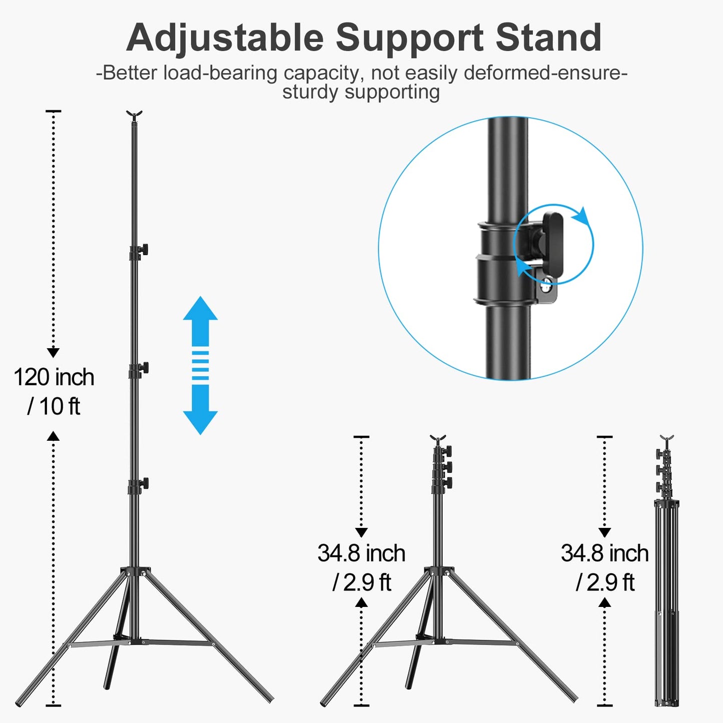 EMART Photo Backdrop Stand kit, 10 x 12 ft Back Drop Adjustable Frame for Photography, Photoshoot Banner Background Support Holder for Parties Dectoration