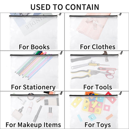 EOOUT 24pcs Mesh Zipper Pouch Bags, Plastic Zipper Bag for Organizing 13.5x9.5 Inches Letter Size, A4 Size, for Office Supplies
