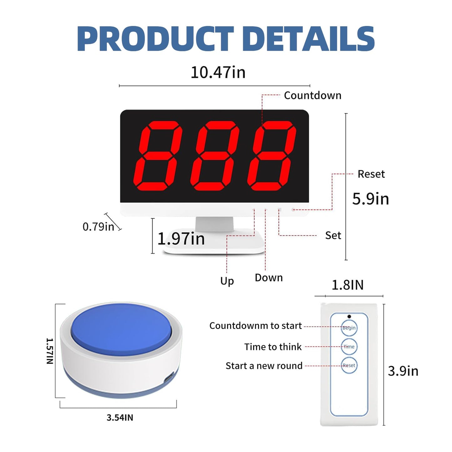 SavvyMate Game Buzzer System with Display, 8 Player Quiz Buzzers, Buzzers for Trivia Games, Game Show Buzzers, Voice Prompt Trivia Buzzer System for Classroom, Family Parties/Group Game Activities