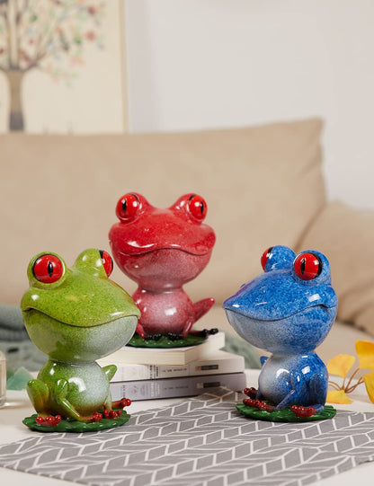 NENBOLEC Frog Figurine Candy Dish Cookie Jar Snack Tray Modern Art Home Decor Gift for Living Dining Room Kitchen Office Blue 8 Inch