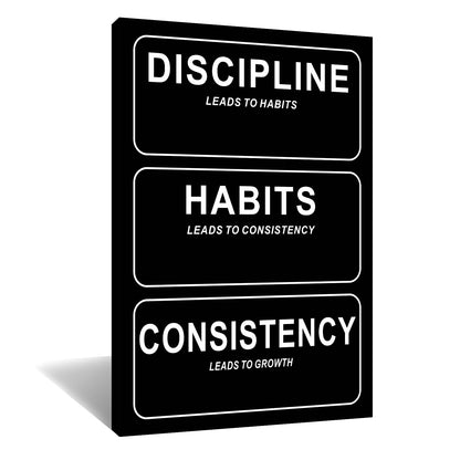 Inspirational Wall Art Discipline Leads To Habits Motivational Quotes Picture Print Inspiring Positive Sign Poster Artwork for Modern Bedroom Living Room Wall Decoration Ready To Hang [12''Wx18''H]