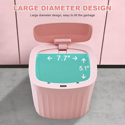 ELPHECO 3.5 Gallon Waterproof Motion Sensor Bedroom Trash Can with Lid Bathroom Accessories, Bathroom Decor Automatic Garbage Bin for Living Room Office, Pink