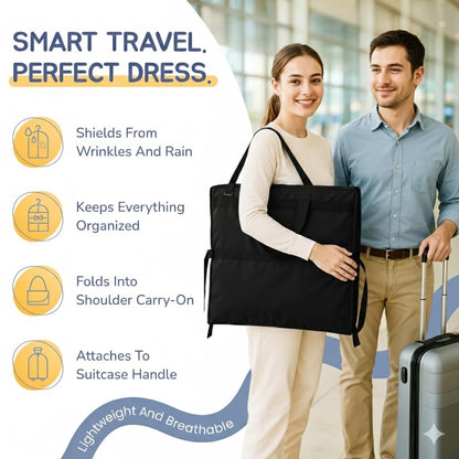 Wedding Dress Garment Bag 72" – Waterproof Trifold Travel Garment Bag for Bridal Gown with Shoulder Strap, Suitcase Sleeve & Accessory Pockets – Fits Full Skirts, Oxford Fabric, Carry Handle
