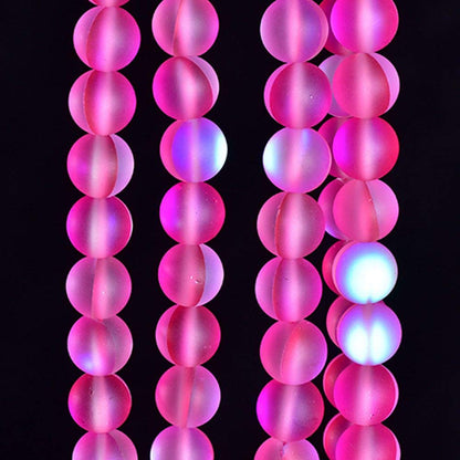 Asingeloo 60PCS 6mm Natural Pinkish Mystic Aura Quartz Gemstone Frosted Matte Titanium Round Loose Spacer Beads 15 inch Full Strand Crystal Healing Power Quartz