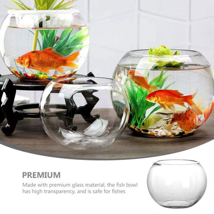 Yardwe Round Fish Bowl 5.90X5.90X4.52 Inch Clear Glass Fishbowl for Small Fish Plants Terrarium Vase Home Office Decor