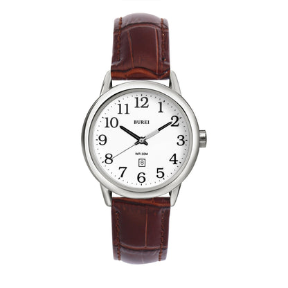 BUREI Women’s Watch 35mm Brown Minimalist Quartz Watch Soft Leather Strap Unisex Casual Dress Watch 3ATM Waterproof