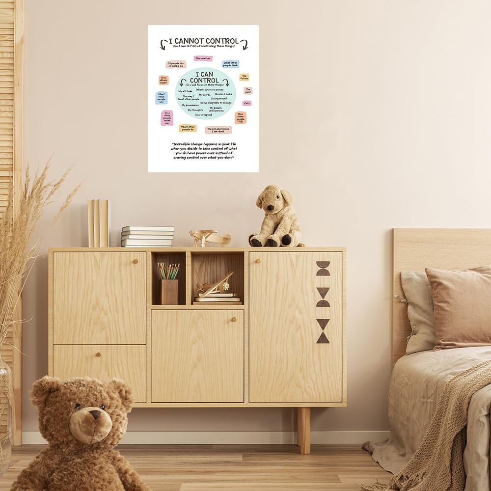 uoyien Growth Mindset Mental Health Posters I Cannot Control and I Can Control Positive Affirmations Charts Canvas Wall Art Kids Educational Prints For Calming Corner Decorations 16x24in Unframed