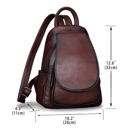 IVTG Genuine Leather Backpack for Women Shoulder Bag Fashion Designer Back Bag Classical Rucksack Casual Daypack (Coffee)