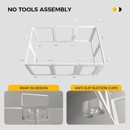 EVERFRONT Clear Acrylic Plastic Dog Playpen - Clear Dog Play Pen - Easy Assemble Acrylic Dog Playpen - Puppy Playpen, Small Animal Playpen, Dog Play Pen Indoors (White, 23.6", 12PCS Divider)