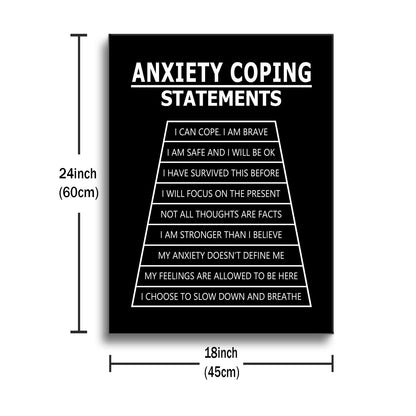 Inspirational Canvas Wall Art Anxiety Coping Statements Quote Office Decor Painting Pictures Motivational Poster Prints Artwork for Modern Home Living Room Stretched and Framed [18''Wx 24''H]