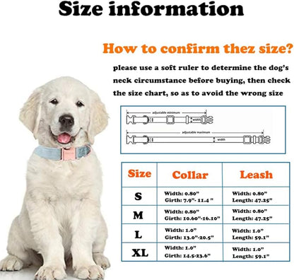 Love Dream Velvet Dog Collar and Leash Set, Soft & Comfy Adjustable Dog Leash and Collar with Heavy Duty Metal Buckle for Small Medium Large Dogs Training & Walking (Small, Grey)