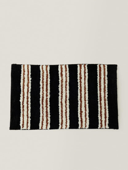 WENSHUO Wide Striped Area Rug (Vintage Black),Microfiber Absorbent Non-Slip Throw Rug,TPR Non-Slip Bottom（29.53" L × 17.72" W）