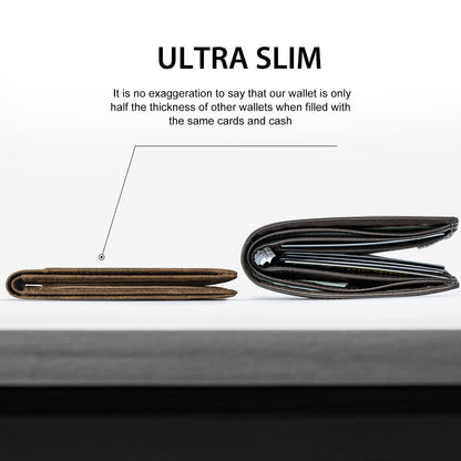 GSOIAX Slim Wallet for Men,RFID Blocking Bifold Wallet Carbon Fiber Front Pocket Wallet with 11 Card Holder Minimalist Mens Wallet with Gift Box (Leather Brown)