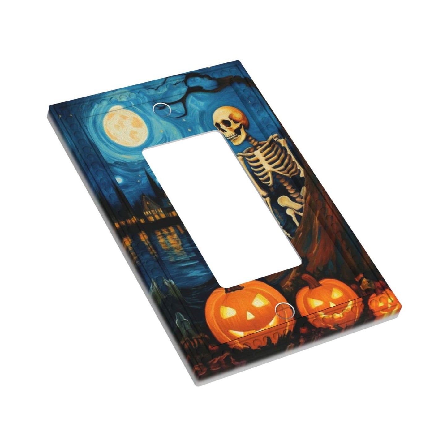 HLCoChT Decorative Art Light Switch Covers Pumpkin - lit Halloween Eve Switch Plate 1 Gang Rocker Outlet Decorative Switch plate Faceplate GFCI Light Switch Covers