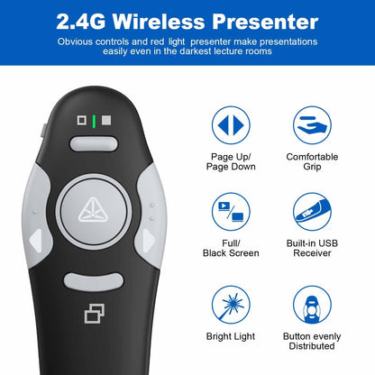 QUI 4Pack Wireless Presenter PowerPoint Clicker, RF 2.4GHz USB Presentation Clicker for Google Slides, Keynote, Mac, Windows