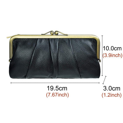 EASTNIGHTS Rfid Blocking Wallets for Women Leather Clutch Wallet Bifold Credit Card Holder Ladies Coin Purse With Zipper and Kiss Lock (black)