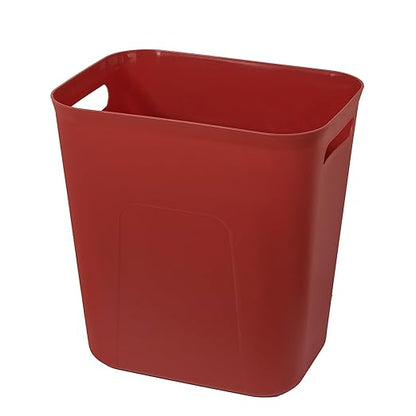 UUJOLY Plastic Small Trash Can Wastebasket, Garbage Container Basket for Bathrooms, Laundry Room, Kitchens, Offices, Kids Rooms, Dorms, 3.5 Gallon, Red