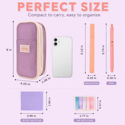 Aesthetic School Supplies with Pencil Pouch - 27Pcs Cute College Essentials Set, Big Capacity Pen Case, Pastel Highlighters, Bible Study Journaling Stationary, Annotation Kit Stuff Gift for Girls Teen