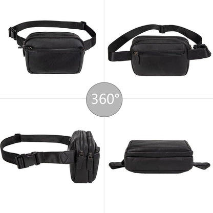 Fanny Packs for Women, Leather Vegan Belt Bag Crossbody Waist Bag Adjustable Strap, Large Fashion Everywhere Belt Bag, Black