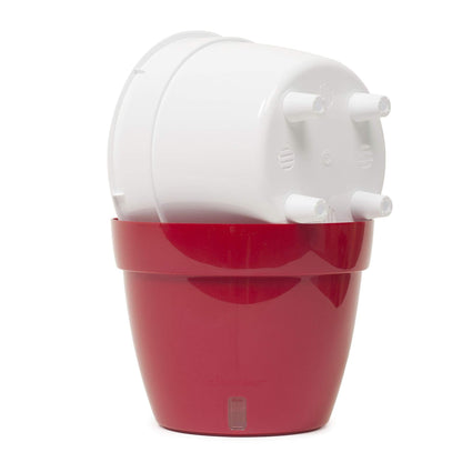 DECOPOTS - Self Watering Planter - Modern Flower Pot with Water Level Indicator for All House Plants, Flowers, Herbs (Diameter 10.6", Red - Pearl/White)