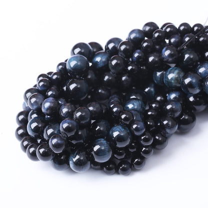 32PCS 12MM AAA Blue Black Tiger Eye Stone Beads Natural Gemstone Bead Crystal Healing Energy Jewelry Making DIY 15 inches