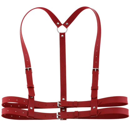 eYLun Women Leather Harness Punk Body Waist Belt - Adjustable Goth Waist Straps Red