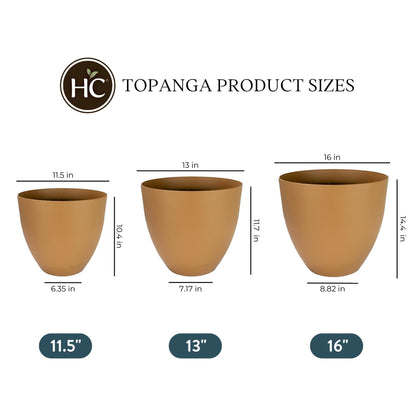 The HC Companies 13 Inch Topanga Decorative Round Planter - Lightweight Premium Resin Plant Pot with a Ceramic Look for Indoor Outdoor Use, Taupe Swoop