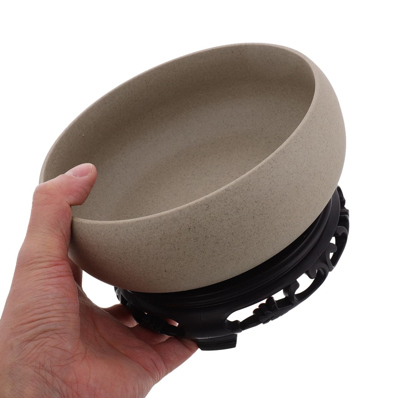 Ceramic Bowl, Hydroponic Planter Water Lily Bowl with Stand Ceramic Lotus Planter for Lotus Flowers Decorative Garden Flower Pot Container