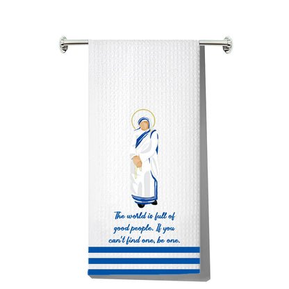 G2TUP Mother Teresa Kitchen Towels Mother Teresa Dish Towels Mother Teresa Tea Towels Saint Mother Teresa Gifts (The World is)