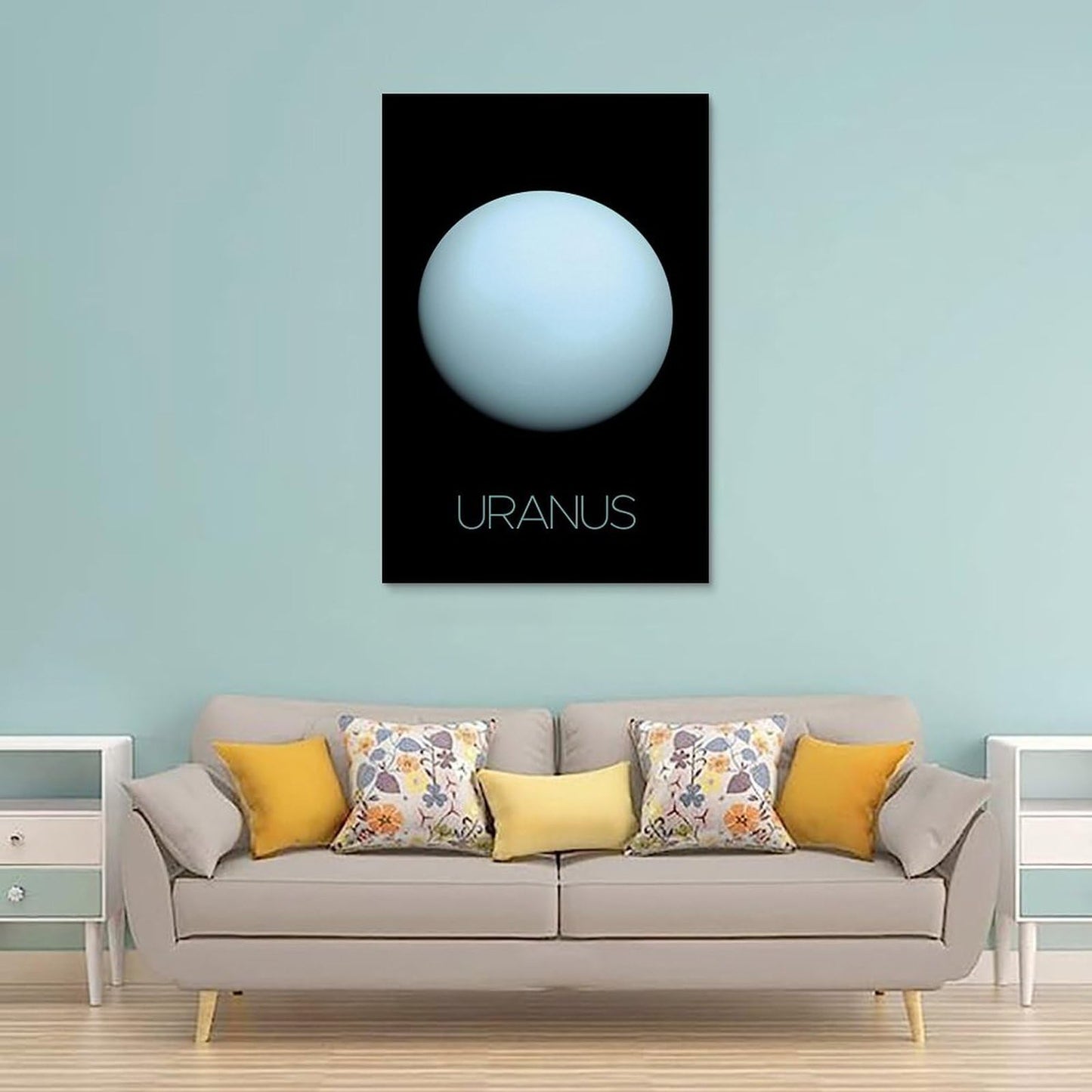 XIAOLOUTINYU Solar System Canvas Wall Art - Uranus Planet Space Poster for Kids Room Bedroom Classroom, STEM Educational Astronomy Decor, Science Gift for Boys Girls Teens, 16x24 Inch Unframed