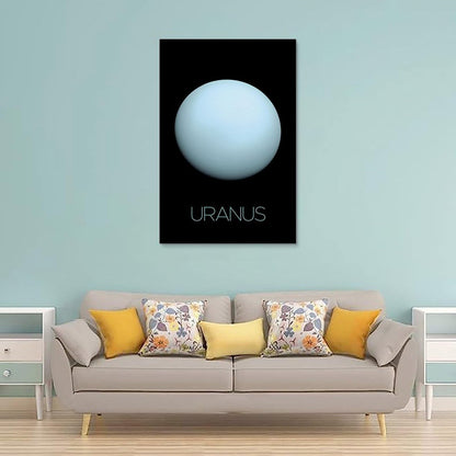 XIAOLOUTINYU Solar System Canvas Wall Art - Uranus Planet Space Poster for Kids Room Bedroom Classroom, STEM Educational Astronomy Decor, Science Gift for Boys Girls Teens, 12x18 Inch Unframed