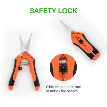 HOMEANING 6 Packs Garden Pruning Shears with Straight Blades Trimming Scissors, Gardening Hand Pruning Snips Titanium Coated Precision Bonsai Pruning Shears, Convenient Flower Cutters (Orange)