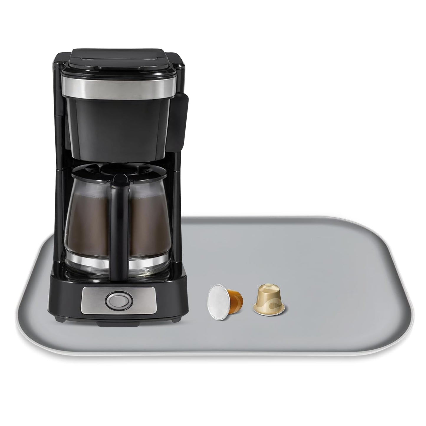 TOHONFOO Silicone Coffee Mat with Lip, 19.7'' x 15'' Heavy Duty Bar Mat, Coffee Tray for Countertop Fit Under Machine Pot Espresso Machine, Grey