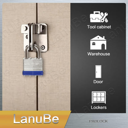 LanuBe Lock Laminated keyed Padlock (1-9/16", 40mm), keyed Alike Locks, Normal Shackle, Marked Blue Plastic Hoop, Pack of 2