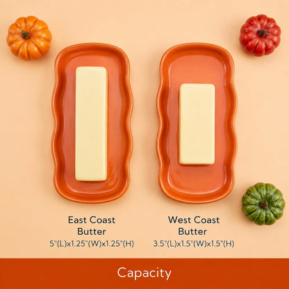 Pumpkin Butter Dish Set with Lid,Kitchen Countertop Tray with Lid,Multi-Purpose Pumpkin Shaped Snack Plate,Ideal Kitchen Decoration and Holiday Gifts such as Halloween &Thanksgiving (Orange, General)