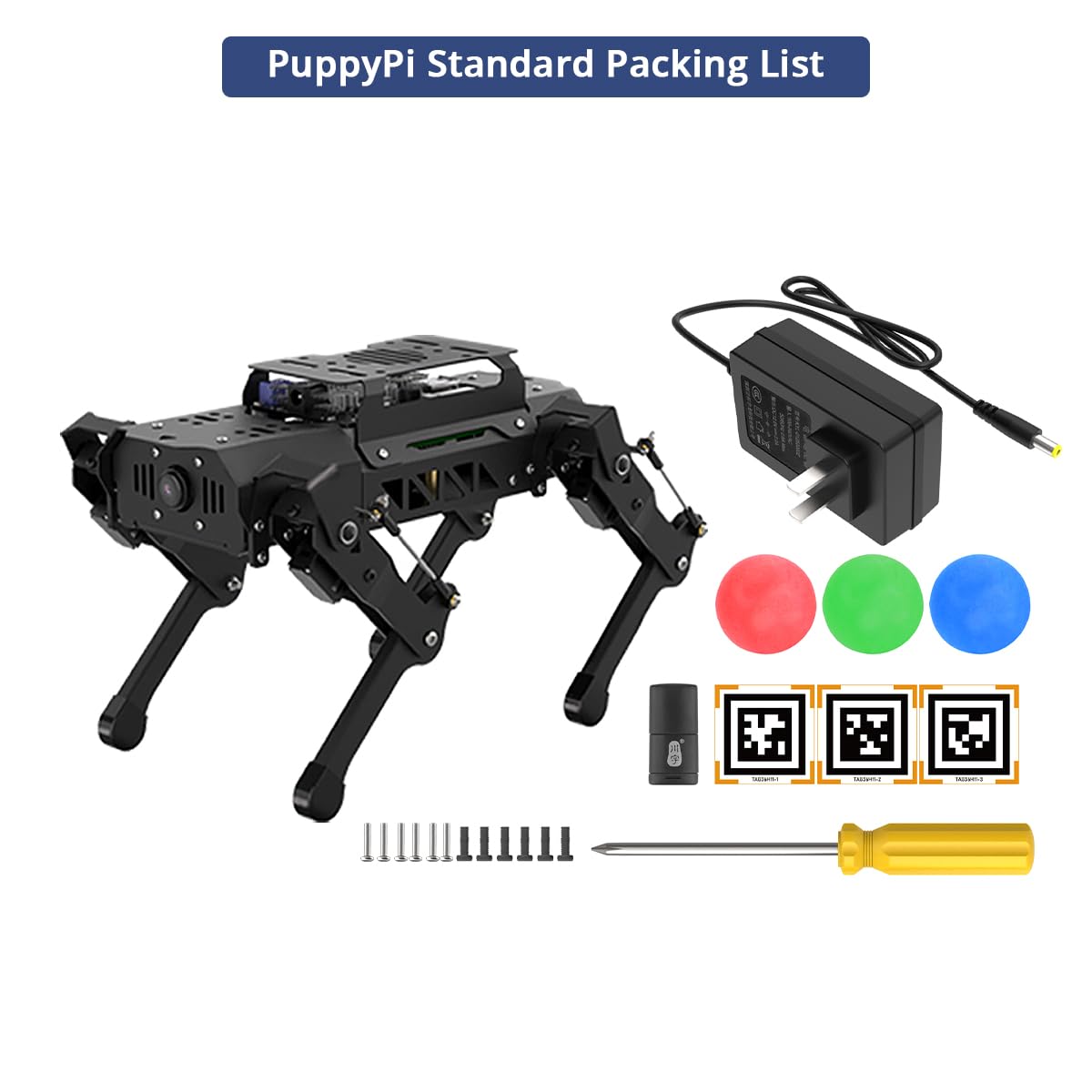 PuppyPi ROS2 Robot Dog with ChatGPT Large AI Models AI Embodied Intelligence Robotic Dog Vision Scene Voice Command Understanding Bionic Quadruped ROS Education Robot, Standard & RaspberryPi5 8GB