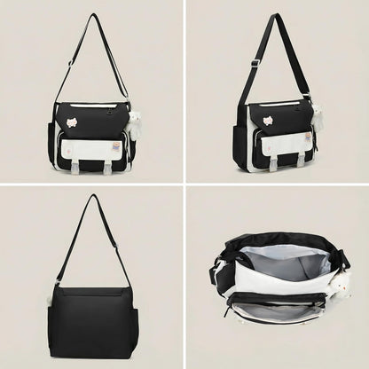 PRLINJSK Cute Messenger Bag, Kawai Purse Gift for Teen Girls Women, Crossbody Shoulder Tote Bags with Accessories