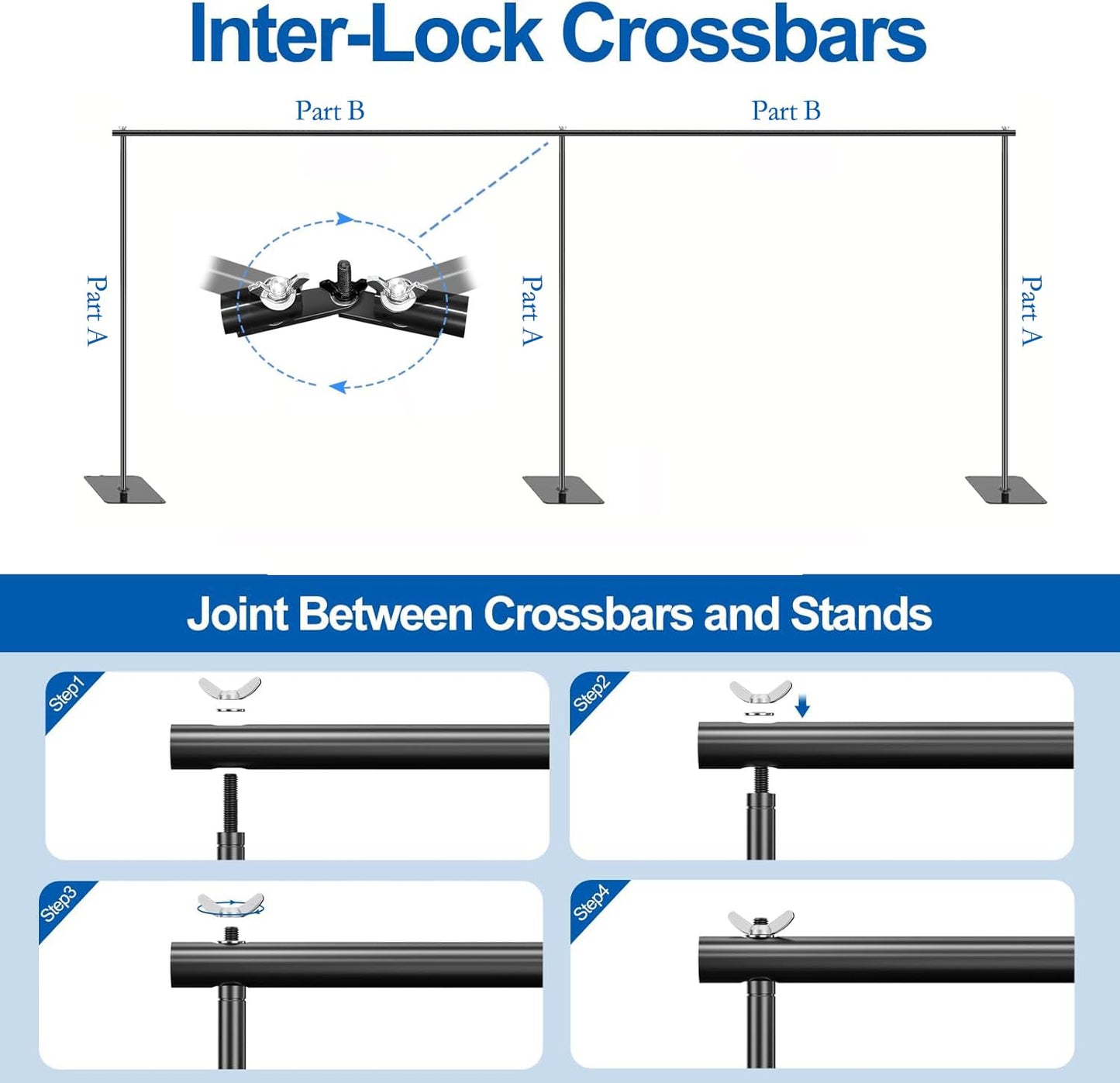 20x7.5ft Adjustable Backdrop Stand Support System Kit, Professional Photo Video Studio Background Stand with Adjustable Width & Height, for Studio, Wedding, Party, Outdoor Shooting