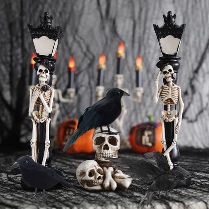 6 Pieces Halloween Black Feathered Crows - Realistic Handmade Ravens for Indoor Outdoor Decoration, 3 Styles