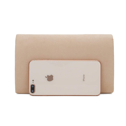 CHARMING TAILOR Faux Suede Clutch Bag Elegant Woman Evening Purse for Wedding/Prom/Black-tie Events (Nude)