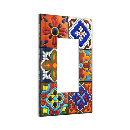 Wpshijia Decorative Outlet Covers Modern Red Mexican Talavera Morocco Ceramic Pattern 1 Gang Single Decora GFCI Device Light Switch Cover Plate 1 Rocker Wall Plate Jumbo Faceplate for Bathroom