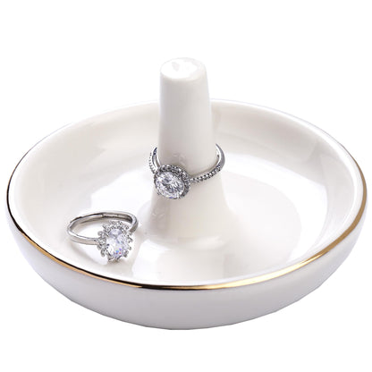 Wedding Ring Holder, Engagement Jewelry Dish With Stand, Ceramic Holder for Rings Earrings Necklace, Gift for Women, Birthday Mothers Day