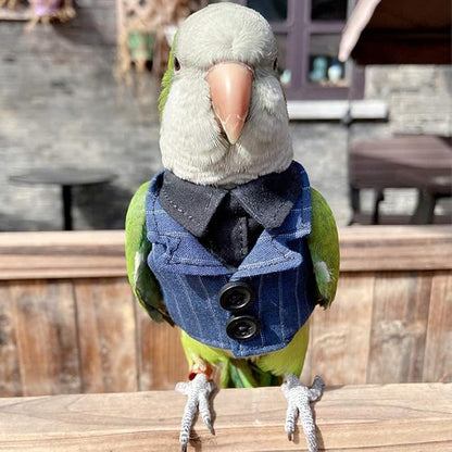Bird Clothes Birds Flight Suit,Tuxedo Business Suit for Parrots African Greys Parakeet Cockatiel Sun Conure Christmas Party Birthday Cosplay Photo Prop Small Animals Apparel (4XL,Denim Suit)