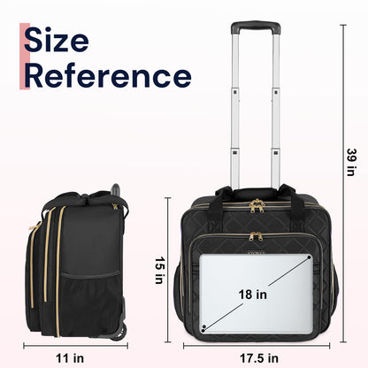 Ytonet Rolling Laptop Bag Women, Rolling Briefcase for Women, 17.3 Inch Laptop Bag with Wheels Rolling Computer Bag Laptop Case for Work Travel College Business Wife Mom Teacher, Black