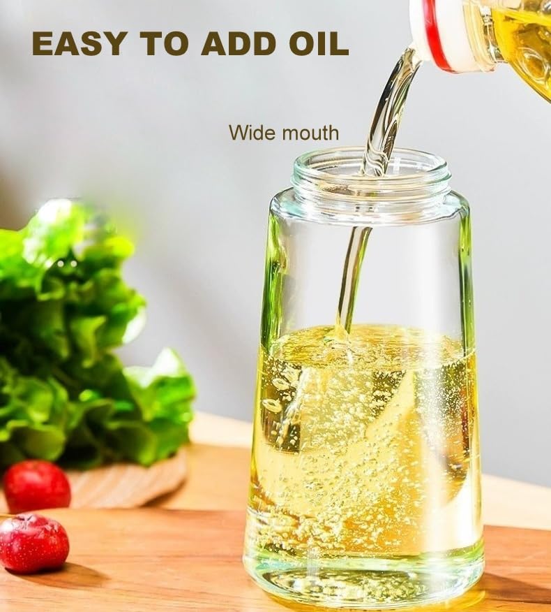 Oil Dispenser Bottle Glass Olive Oil Sprayer 2 Pcs: 2 in 1 Olive Oil Dispenser Bottle, Premium Oil Sprayer for Cooking, Glass Oil Spray Bottle for Air Fryer Salad BBQ Baking-470ml