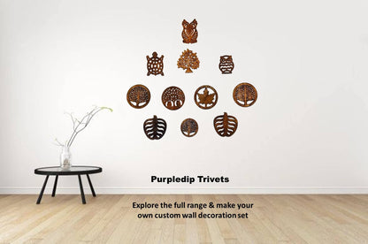 Purpledip Wooden Trivet 'Halloween Pumpkin': Coaster Hot Pad Mat Wall Hanging Wall Panel Decor (11989)