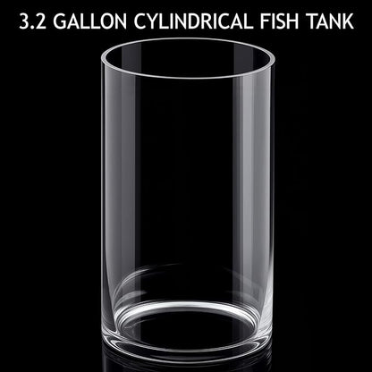 Maxdot 3.2 Gallon Cylindrical Glass Fish Tank Solid Base, 360° Full View Desktop Aquarium Starter, Easy to Maintain Small Microfauna for Betta Snails Shrimp Aquatic Planting and Small Plant Terrarium
