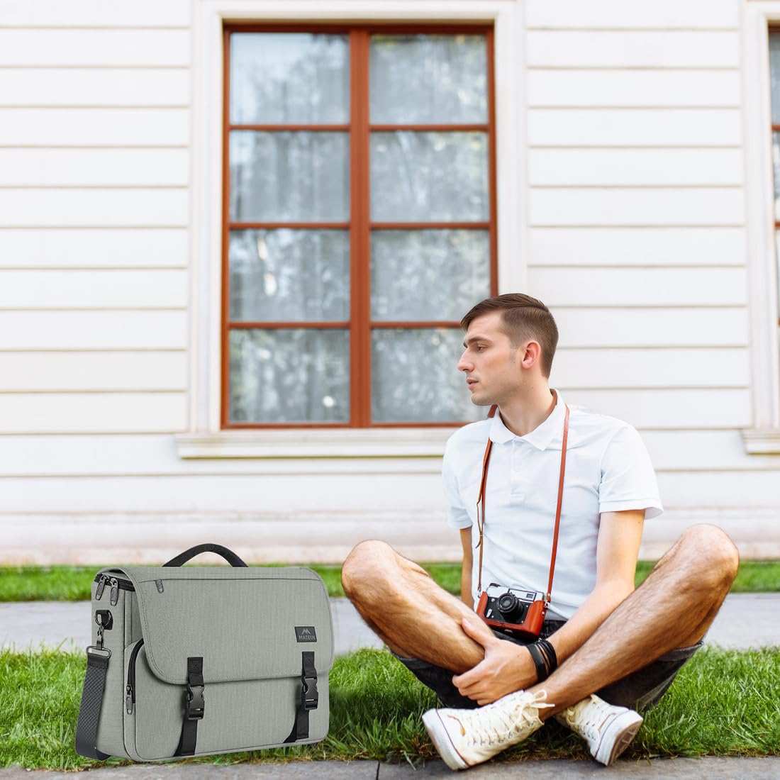 MATEIN School Bag, Bookbag for Teen, College Student Gifts, Mens Briefcase 15.6 inch Laptop Messenger Bag for men, Large Crossbody Satchel Computer Work Office Case with Shoulder Strap, Grey