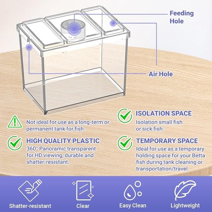 MoonOrange Mini Betta Fish Tank, Small Fish Bowl for Temporary Space, 0.2 Gallon Stackable Cube Tank with Artificial Plants and Gravels for Small Fish, Insect, Shrimp, Crab, Spider. (Pack-2)