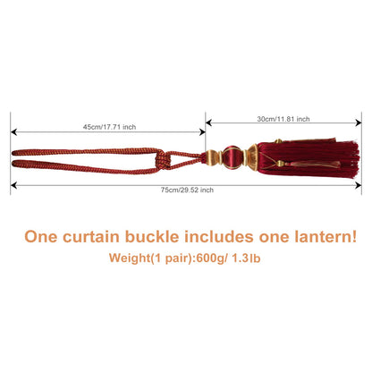 Paired Lantern Single Hanging Ball Tassels Curtains Buckle Sling Binding Lantern Tiebacks Handcrafted Braided Buckle Drapery Curtain Holdbacks Window Treatments for Home